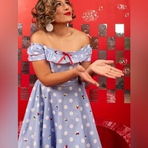 Stitch Shoppe by Loungefly Disney Mickey & Minnie Peek-A-Boo Dot Dress size M